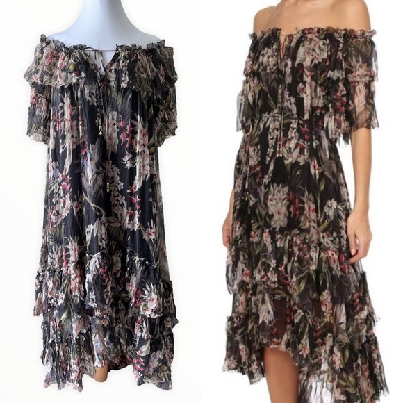 Zimmermann Dresses & Skirts - Zimmermann Curacao Off-the-Shoulder Printed Silk Dress Size 1